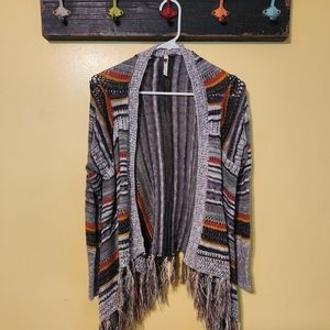 Poof women's hippie printed sweater shawl. Long sleeved. Size medium.